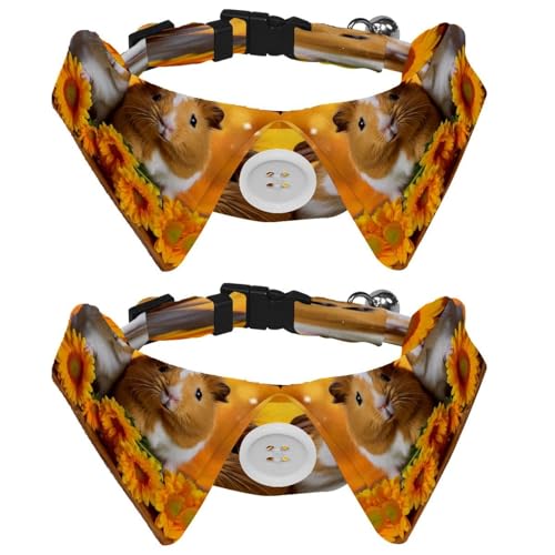 Verstellbare Fliege für Hunde und Katzen, Meerschweinchen, Sonnenblumen, bequem, langlebig, mit Glöckchen, für kleine Hunde, Katzen, Kätzchen, Welpen, 2 Stück von Luoweisi