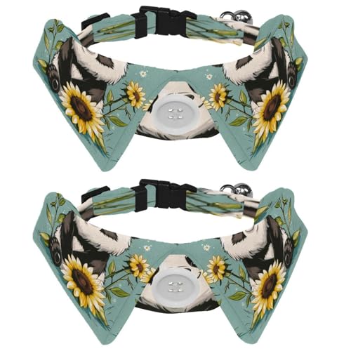 Verstellbare Fliege für Hunde und Katzen, Panda, Sonnenblume, bequem, langlebig, mit Glöckchen, für kleine Hunde, Katzen, Kätzchen, Welpen, 2 Stück von Luoweisi