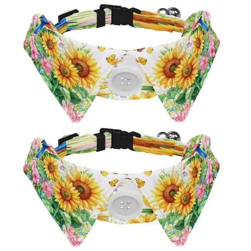 Verstellbare Fliege für Hunde und Katzen, Sonnenblume, Vogel, Schmetterling, bequem, langlebig, mit Glöckchen, für kleine Hunde, Katzen, Kätzchen, Welpen, 2 Stück Verstellbare Fliege für Hunde und Katzen, Sonnenblume, Vogel, Schmetterling, bequem, langlebig, mit Glöckchen, für kleine Hunde, Katzen, Kätzchen, Welpen, 2 Stück von Luoweisi