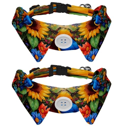 Verstellbare Fliege für Hunde und Katzen, Sonnenblume, blauer Vogel, bequem, langlebig, mit Glöckchen, für kleine Hunde, Katzen, Kätzchen, Welpen, 2 Stück Verstellbare Fliege für Hunde und Katzen, Sonnenblume, blauer Vogel, bequem, langlebig, mit Glöckchen, für kleine Hunde, Katzen, Kätzchen, Welpen, 2 Stück von Luoweisi