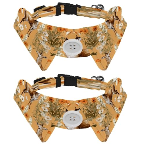 Verstellbare Fliege für Hunde und Katzen, Vintage-Hirsch-Gänseblümchen, bequem, langlebig, mit Glöckchen, für kleine Hunde, Katzen, Kätzchen, Welpen, 2 Stück Verstellbare Fliege für Hunde und Katzen, Vintage-Hirsch-Gänseblümchen, bequem, langlebig, mit Glöckchen, für kleine Hunde, Katzen, Kätzchen, Welpen, 2 Stück von Luoweisi