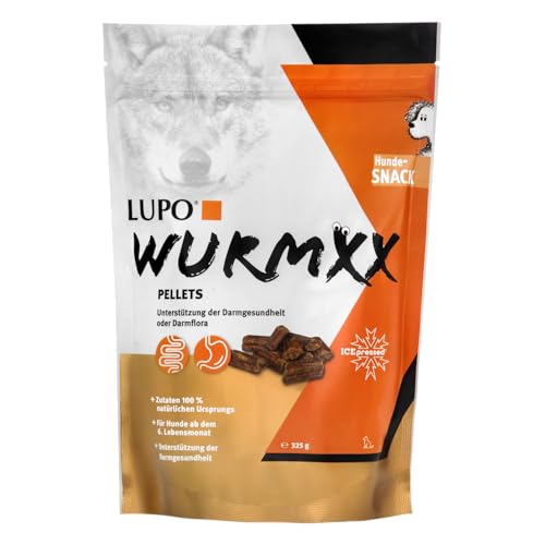 Lupo WURMXX Snacks für Hundefutter, Pellets Ergänzungsfuttermittel für Darmgesundheit, mit Ente und Kräutern (325g) von Luposan