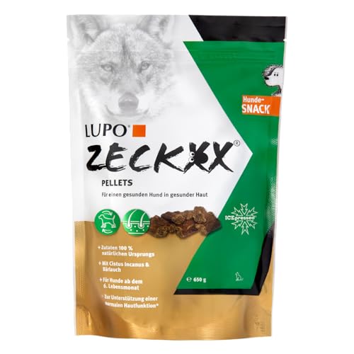 Lupo ZECKXX Hunde-Snack, Ergänzungsfuttermittel mit Cistus Incanus & Bärlauch für gesunde Haut, Pellets für Hunde ab 6 Monate (650g) von Luposan