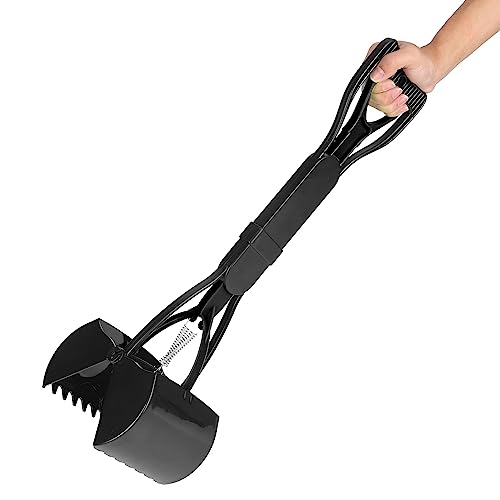 23,7 Zoll Haustier Pooper Scooper, Langer Griff Kiefer Poop Scoop für Große und Kleine Hunde Zusammenklappbarer Poop Pickuper für Haustiere für Rasen, Gras, Dreck, Schotter (Alles schwarz) von Luqeeg