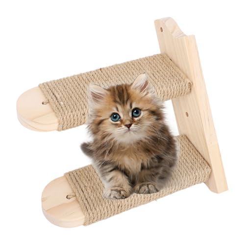 Katzenhängematte für die Wand, Holz Katzenwandmöbel mit Stufen, Katzenwandregale | Katzenwandbett | Katzenstufen | an der Wand Montiertes Katzenbett für Katzenspiel im Haus von Luqeeg