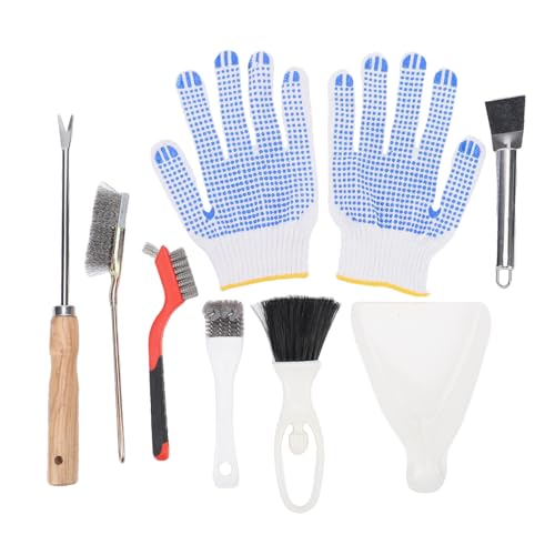Luqeeg 7pcs Vogelkäfigreinigungswerkzeuge Set, Gabelbürstenschaber -Besen Staubschange -Handschuhe Kit, Edelstahl -Vogelkupplungs -Schaber -Schaber -Werkzeug für Selektionen Kleinkäse von Luqeeg
