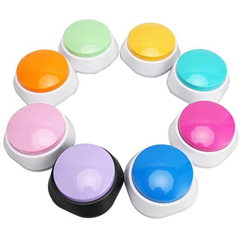 Luqeeg 8Pcs Hund sprechende Taste Set, Assortierte Farben Hundebuttons 30s Hund Sprechen Tasten Hundetraining Drucksummer Interaktiv Stimme Aufnahmetaste für Katze und Hund von Luqeeg
