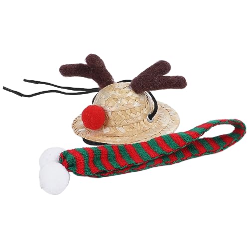 Luqeeg Bartagamen-Weihnachtsmannmütze mit Schal, Verstellbares Weihnachtskostüm für Eidechsen-Reptil, Weiches Material (Grüner Schal) von Luqeeg