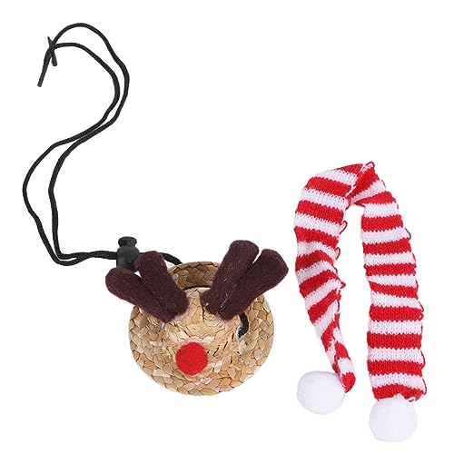 Luqeeg Bartagamen-Weihnachtsmannmütze mit Schal, Verstellbares Weihnachtskostüm für Eidechsen-Reptil, Weiches Material (Roter Schal) von Luqeeg