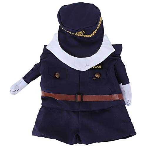 Luqeeg Haustier Halloween Kleidung, Pet Cop Lustiges Kostüm mit Polyester, Empfindliches Overlock Nähen, Mehrere Größen, Long Service Life for Cats Dogs Festival Tägliche (S Marineblauer Polizist) von Luqeeg