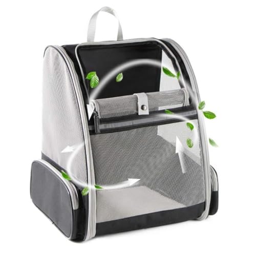Luqeeg Haustier Tragerucksack Polyestermaterial mit Atmungsaktivem Netzgewebe Faltbar Multifunktional Welpen Rucksacks Katzenbox Leicht für Reisen Wandern Camping Outdoor (Black) von Luqeeg