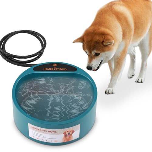 Beheizter Wassernapf für Hunde, 2.2L Thermostatisch Beheizter Trinknapf, Anti-Bite Kabel, Beheizbare Hühnertränke, Outdoor Wassernapf für Kaninchen, Frostsicherer Wassernapf beheizt für Geflügel von Luqixcey