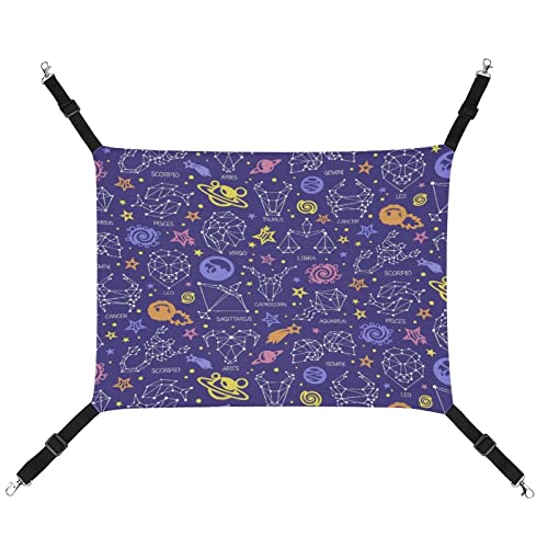 Farbe Stern Sternbild Muster Katzenkäfig-Hängematte, Sommer Atmungsaktive Leinwand Hängendes Bett Weiche Haustierruhe Schlafmatte von Lurnise