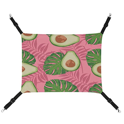 Tropische Blätter Avocado-Muster Katzenkäfig-Hängematte, Sommer Atmungsaktive Leinwand Hängendes Bett Weiche Haustierruhe Schlafmatte von Lurnise
