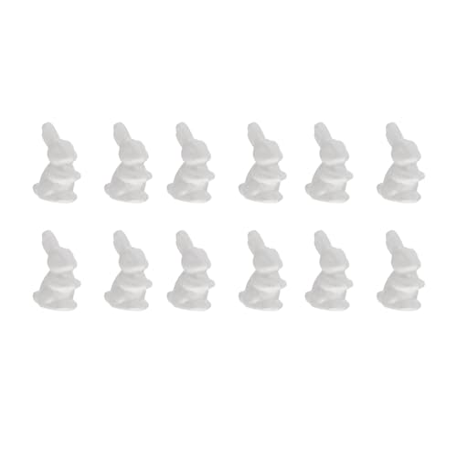 Lurrose 12 Stück Winzige Schaumstoff-Kaninchen Zum Basteln Unbemalte Hasenmodellierung Mini-Kaninchen Zum Basteln Tierform Bemalbare Leere Osterhasen-Ornamente Für DIY-Osterbasteleien von Lurrose