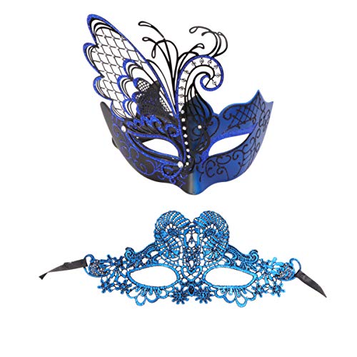 Lurrose 2 Stück Halloween-Augenmaske Schmetterling Halbmaske venezianische Augenmaske Spitze Halbmaske Maskerade Cosplay Kostüm Maske Halloween Party Supplies von Lurrose