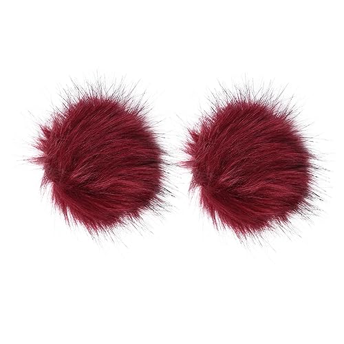 Lurrose 2 Stück Imitierter -Fuchsfell-Ball Fuchsfell-Bommelball Künstlicher Fellball Pompon-Haarball Kunstball-Pom-Poms Kunstfell-Pompons Flauschige Bastelbälle von Lurrose