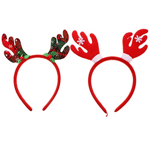 Lurrose 2 x Rentier-Geweih-Stirnband, Hirschgeweih, Ohren, lustiges Weihnachts-Stirnband, Weihnachts-Kopfbedeckung, Weihnachts-Kostüme, Party-Dekorationen von Lurrose