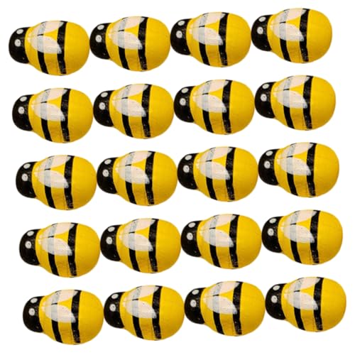 Lurrose 24 Stück Holz-Bienen-Charm Tischdekoration Bastelbedarf Holzhandwerk Dekor Bienen-Ornamente Bienenfigur Holz-Serviertablett Biene DIY-Girlanden-Dekor Tischler-Biene von Lurrose