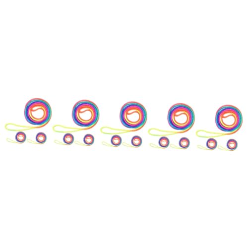 Lurrose 5 Sätze farbiges Seil Kinderspielzeug Wiegenseil-Handspiel Regenbogen dehnbares Seil Stubenwagen Spielzeuge lustige Katzenwiege Wiegen-Seil-Spiel tragbar Geschäfts führer Stoff von Lurrose
