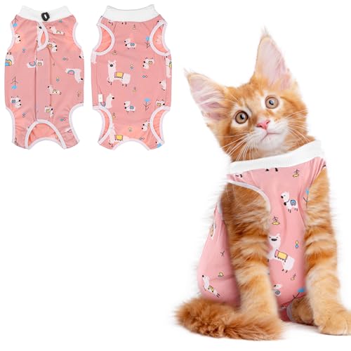 1pcs Katzenbody Nach OP Mit Süßes Muster Katzen-Erholungsanzug Kleidung Cat Nach Operationen Anti-Leck-Anzug Atmungsaktiver Baumwoll Katze Bodysuit Für Kätzchen-Einteiler Nach Der Kastration (M) von Lusofie
