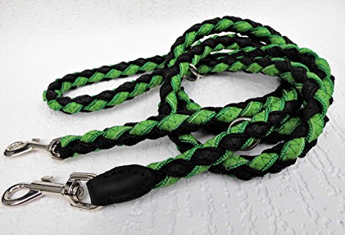 Runde HUNDELEINE geflochten, 200cm/16mm, 3xverstellbar Echt Leder+Neu Grün-Schwarz (1119) von Lusy01