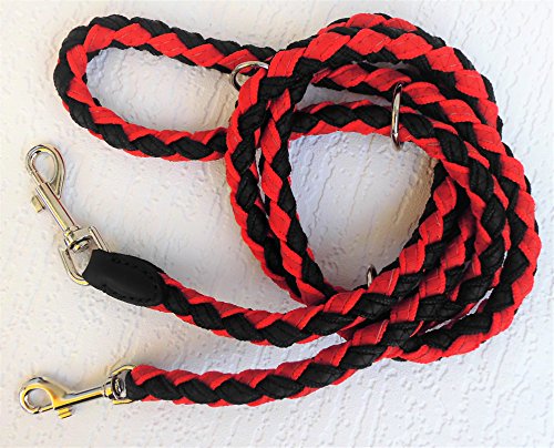 Runde HUNDELEINE geflochten, 200cm/16mm, 3xverstellbar Echt Leder+Neu Rot-schwarz Runde HUNDELEINE geflochten, 200cm/16mm, 3xverstellbar Echt Leder+Neu Rot-schwarz von Lusy01