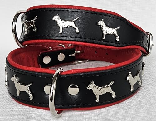 Bullterrier HUNDEHALSBAND - Halsband, Halsumfang 51-61cm/50mm, Leder Schwarz - Rot Bullterrier HUNDEHALSBAND - Halsband, Halsumfang 51-61cm/50mm, Leder Schwarz - Rot von Lusy011