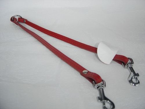 HUNDELEINE, Koppelleine, Leine, KOPPEL Leine, für 2 Hunde(gesamt. max 15 kg), Verbindungsleine 35cm/10 mm, Leder+ROT (7.01.1-66) von Lusy011