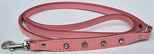 HUNDELEINE - Leine mit Kristallen 130cm/10mm, Echt Leder ROSA von Lusy011