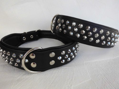 Leder Halsband - Hundehalsband, Nieten, Halsumfang 51-61cm, Schwarz Neu, Echt voll Leder von Lusy011