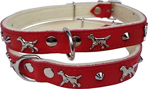 *Setter* Hunde Halsband - Hundehalsband Halsumfang 47-59cm/30mm, Leder. Rot (PL.13-1-2-70) von Lusy011