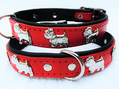Lusy011 *Westie* Hunde Halsband, Leder, Halsumfang 27-32cm, ROT, NEU(PL.19-9-323) von Lusy011
