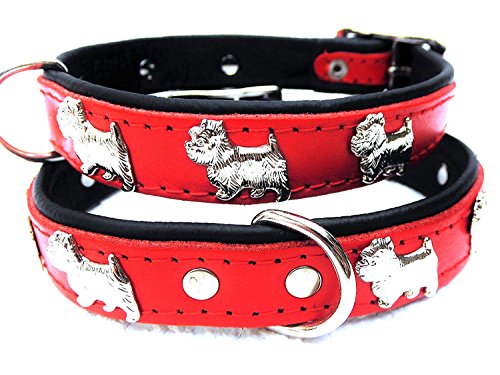 *Westie* Hunde Halsband, Leder, Halsumfang 30-36cm, ROT, NEU (357) von Lusy011