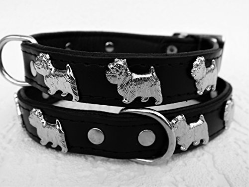 Lusy011 *Westie* Hunde Halsband, Leder, Halsumfang 30-36cm, Schwarz, NEU(PL.19-9-3-32) von AWEHIRU