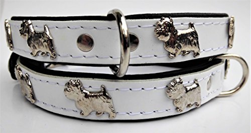 Lusy011 *Westie* Hunde Halsband, Leder, Halsumfang 30-36cm, Weiss, NEU (PL.19.9.3.32) von Lusy011