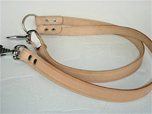 HUNDELEINE, Koppelleine, Leine, KOPPEL Leine, für 2 Hunde, Verbindungsleine 60cm/20 mm oder 40cm/20mm Echt Leder+Natur (60cm/20mm) von Lusy011
