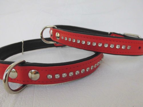 Lusy011 Hunde Halsband, Halsumfang 40-50cm/25mm, Leder+Strass, ROT* (PL.4-11-4-12) von Lusy011