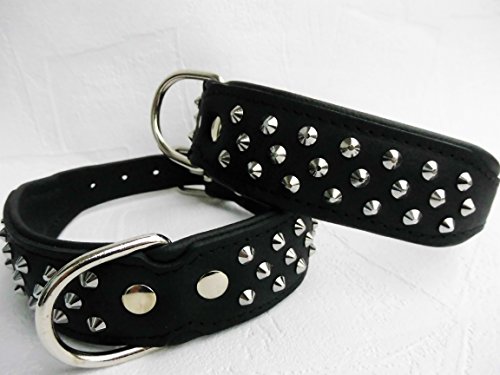 Leder Halsband - Hundehalsband, Nieten, Halsumfang 45-51cm/45mm, Schwarz - Schwarz, NEU (1168) von Lusy011