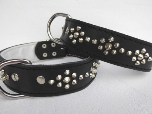 Leder Halsband - Hundehalsband, Nieten Schwarz, Halsumfang 51-65cm, NEU (PL.04-05-7.00) von Lusy011