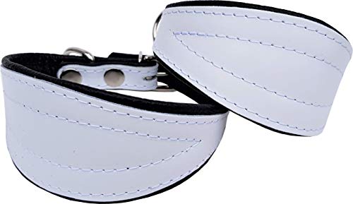 Windhund - Galgo Halsband, Halsumfang 32-37cm/40mm, Leder °Weiss-Schwarz° von Lusy011