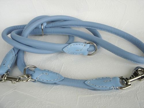 Luxus HUNDELEINE, Runde Leine, 220cm/12mm, Echt Leder, BLAU, (13.05.11-96) von Lusy011