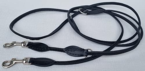 Luxus HUNDELEINE, RundeLeine, 220cm/6mm, Leder+Schwarz+Verstellbar (PL.17-6-9-45) von Lusy011