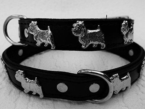 *Westie* Hunde Halsband, Leder, Halsumfang 28-32cm, Schwarz, NEU von Lusy011