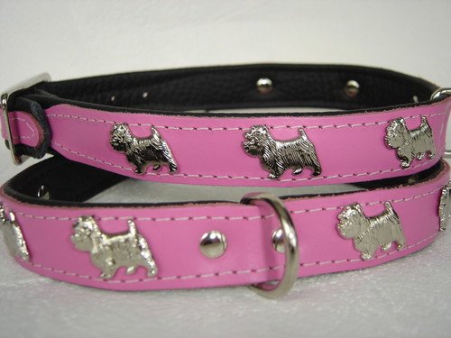 Lusy011 *Westie* Hunde Halsband, Leder, Halsumfang 37-41cm, ROSA, NEU(PL.7.12.3-37) von Lusy011