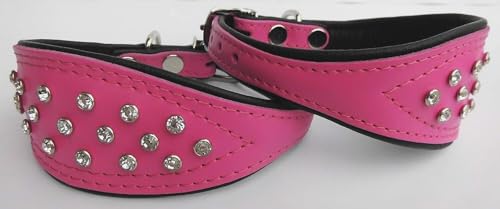 WINDHUND Podenco Greyhund Halsband, Halsumfang 26-32cm/50mm, Leder + Kristallen ROSA WINDHUND Podenco Greyhund Halsband, Halsumfang 26-32cm/50mm, Leder + Kristallen ROSA von Lusy011