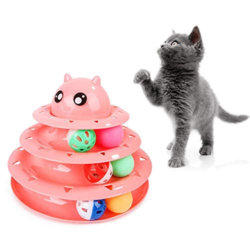 LuukUP Katzenspielzeug Tower of Tracks-Kätzchen Spaß Körperliche Bewegung Spielzeug-Bunte Ball Interaktive Kätzchen Spaß Physikalische-für mehrere Best Pet Ball Spielzeug Vergnügungsplatte (Rosa) von LuukUP