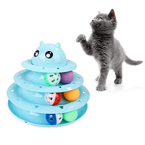 LuukUP Katzenspielzeug Tower of Tracks-Kätzchen Spaß Körperliche Bewegung Spielzeug-Bunte Ball Interaktive Kätzchen Spaß Physikalische-für mehrere Best Pet Ball Spielzeug Vergnügungsplatte (Blau) von LuukUP