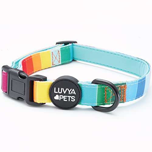 LuvYa Pets Modernes, farbenfrohes Haustier-Halsband, Unisex-Druck, groß, Halsumfang 40,6–58,4 cm, moderner Regenbogen-Aufdruck von LuvYa Pets