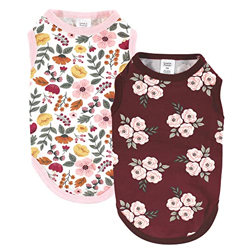 Luvable Friends Hunde-T-Shirts für Hunde und Katzen, Baumwolle, Burgunderrot, Blumenmuster, Größe XL, 2 Stück von Luvable Friends